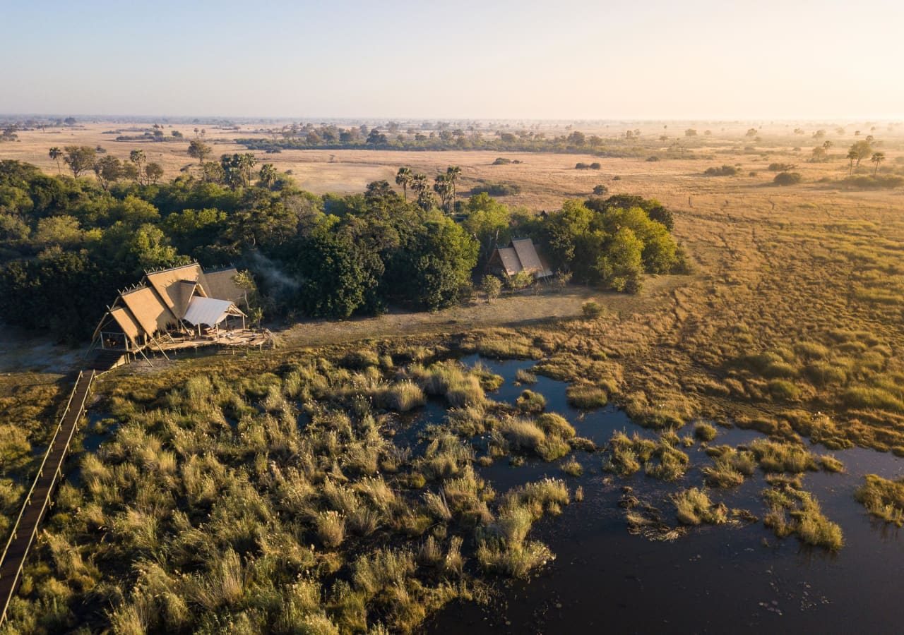 Selinda camp aerial view of the camp 1280