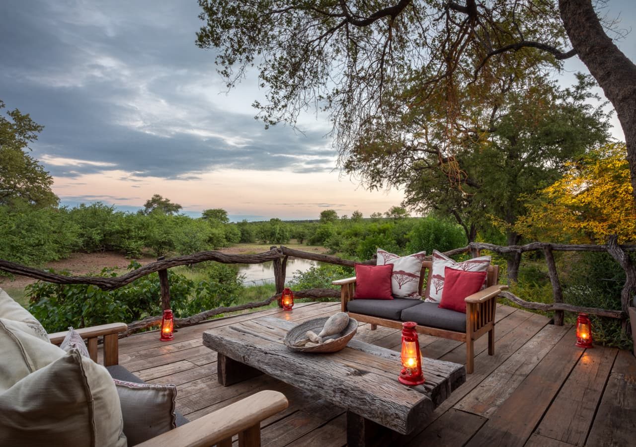 Mashatu lodge bar deck at dusk 1280