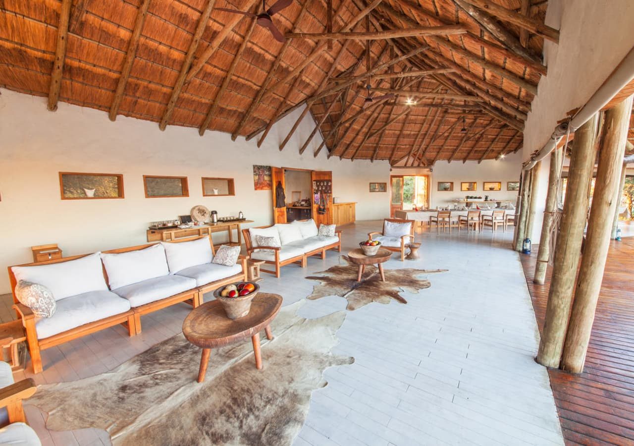 Nxai pan camp main lounge area 1280