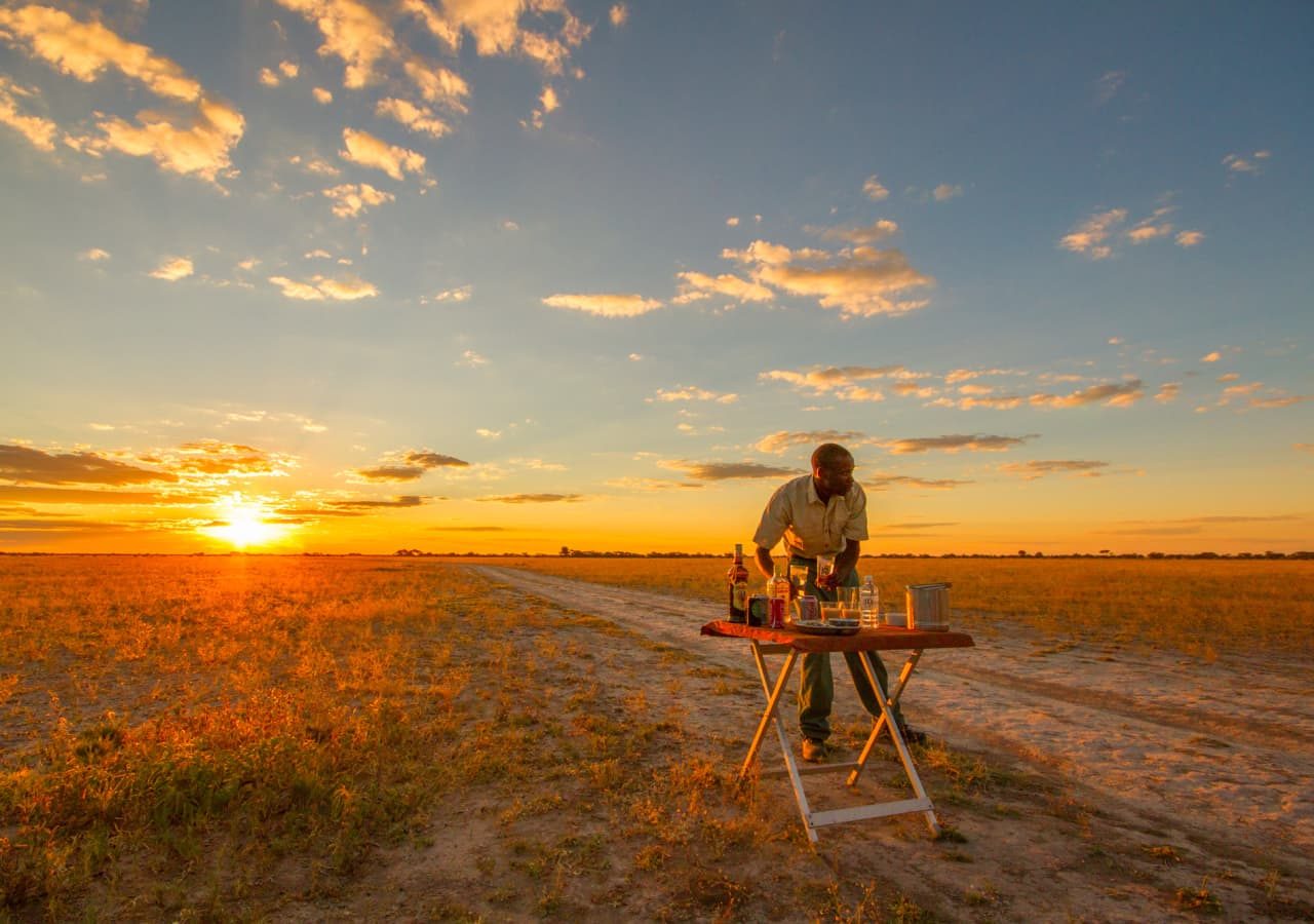 Nxai pan camp setting for sundowners 1280