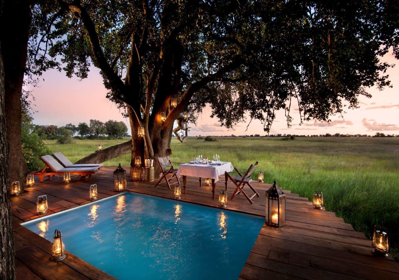 Duba plains camp guest tent private dining by the pool 1280