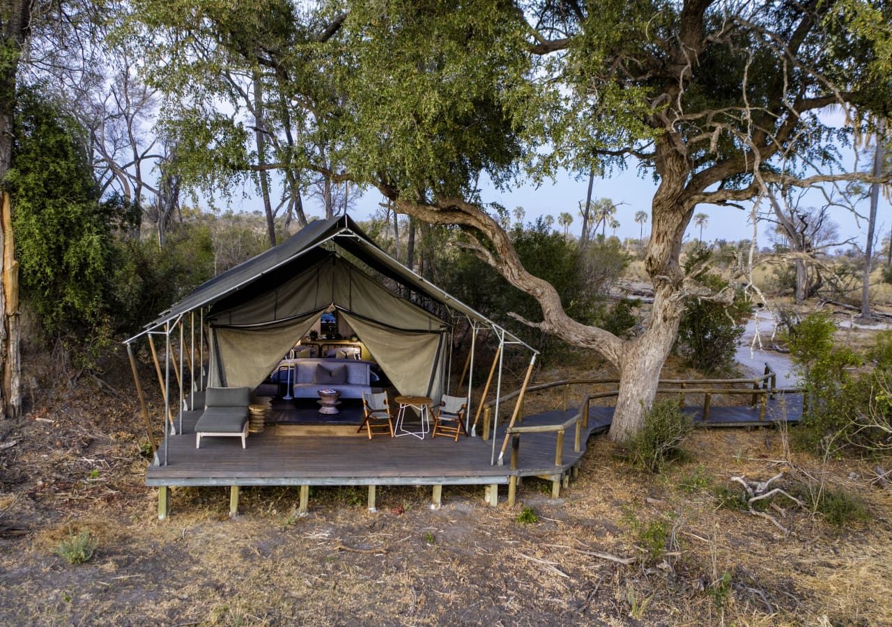 Gomoti plains camp tent exterior 1280