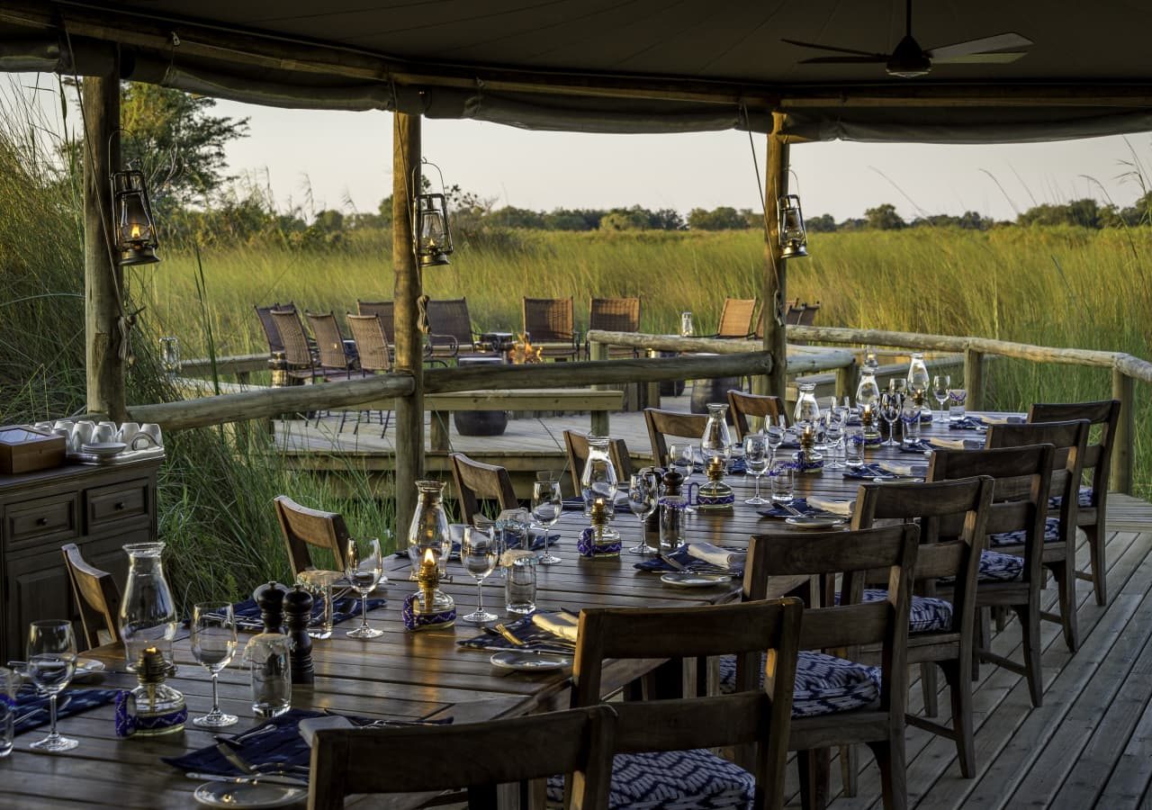 Little vumbura camp dining in the okavango delta 1280