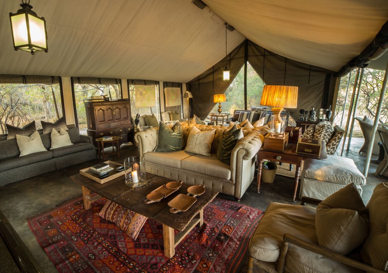 Machaba camp tented lounge area 1280