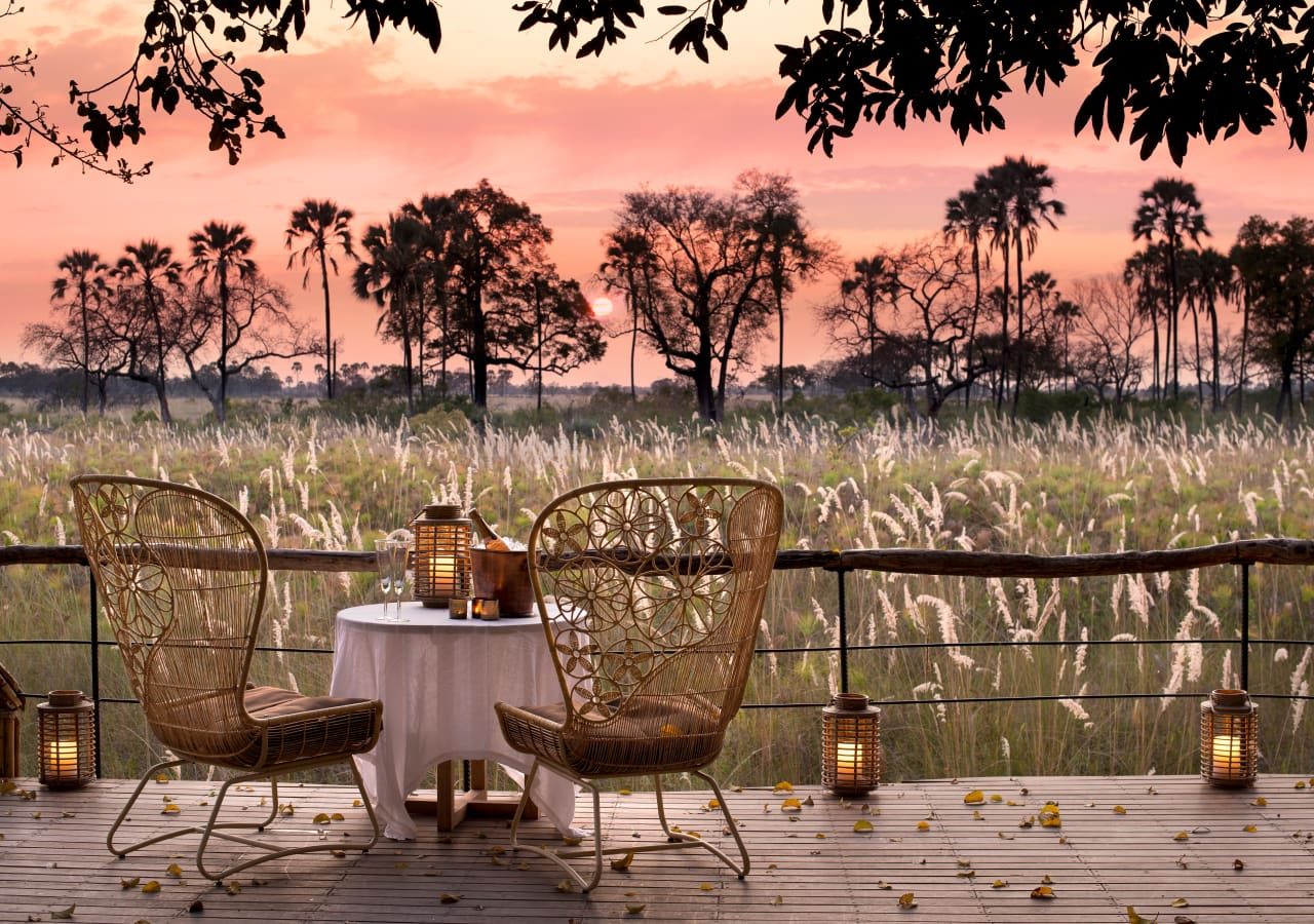 Sandibe okavango safari lodge view from the guest area deck 1280