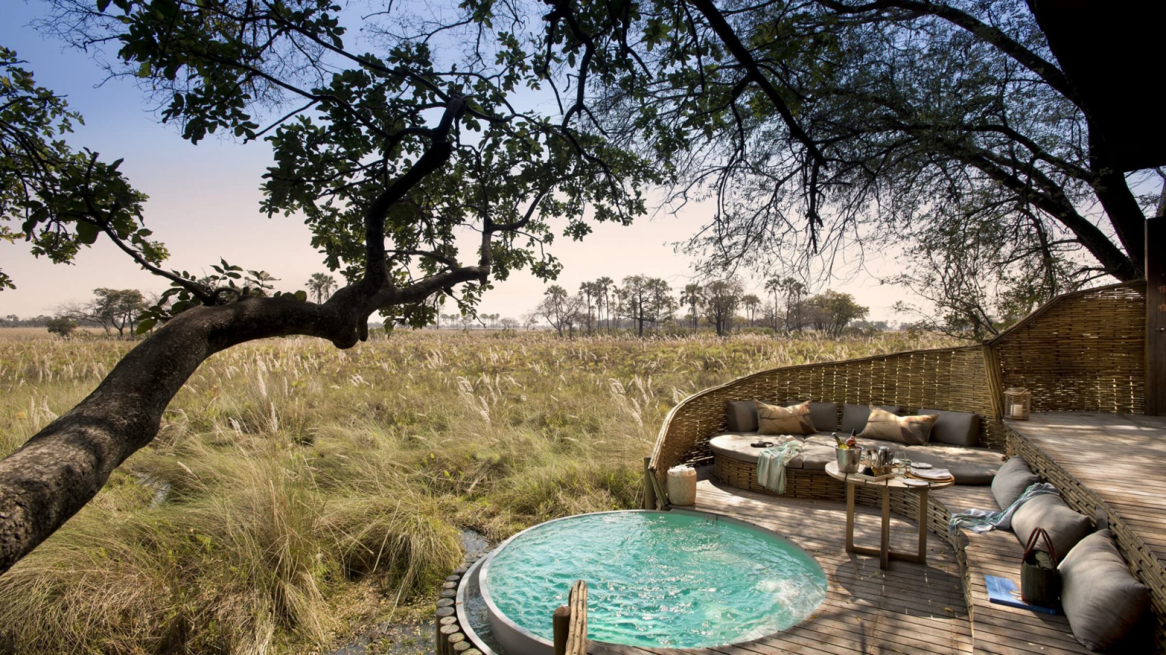 Sandibe okavango safari lodge guest suite plunge pool view 2400