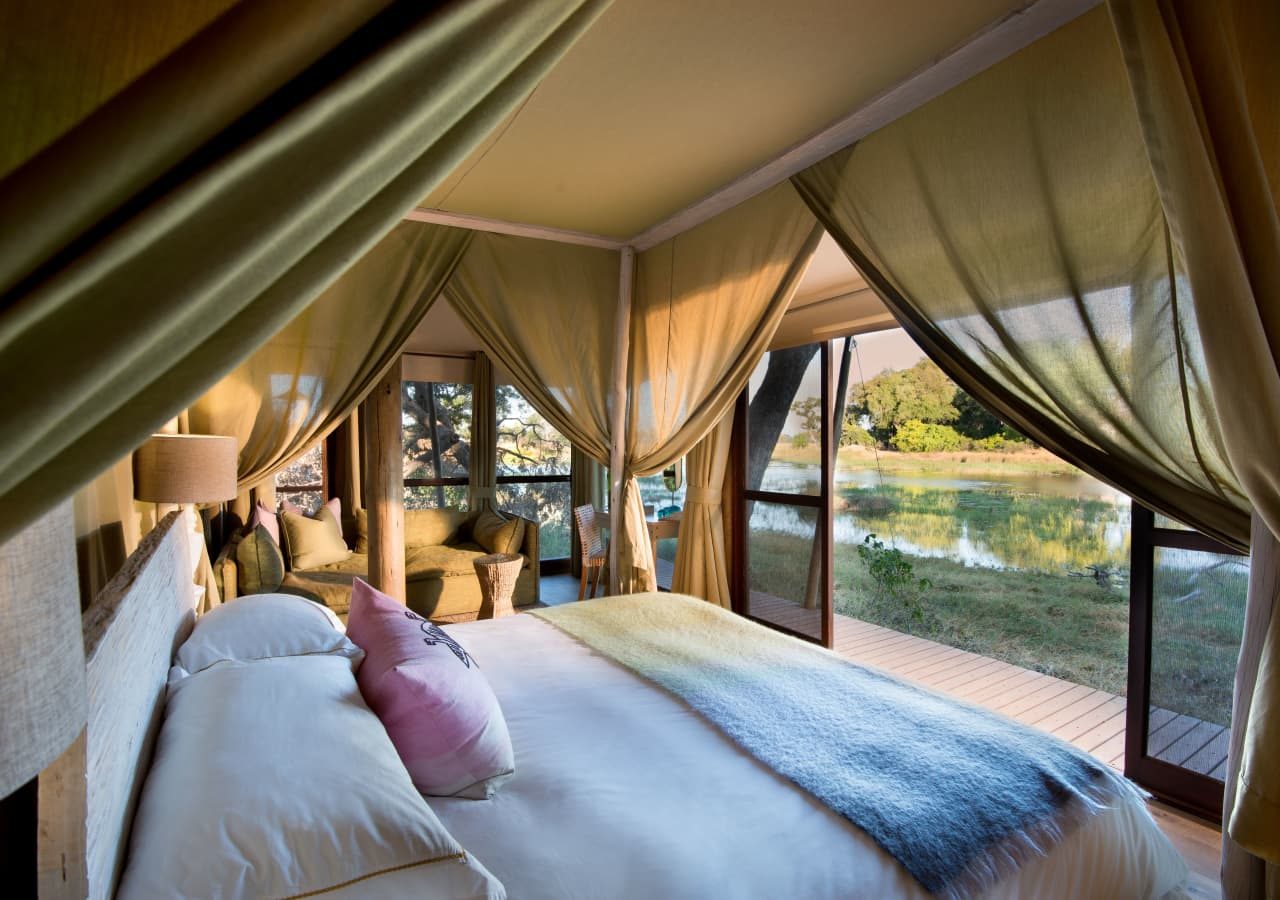 Xaranna okavango delta camp tented guest bedroom 1280