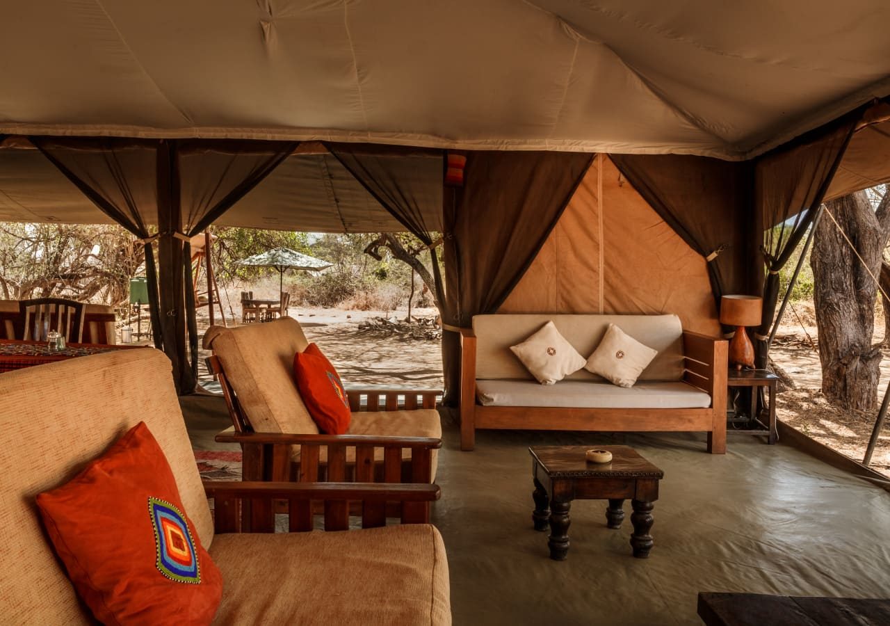 Porini amboseli camp tented lounge area 1280