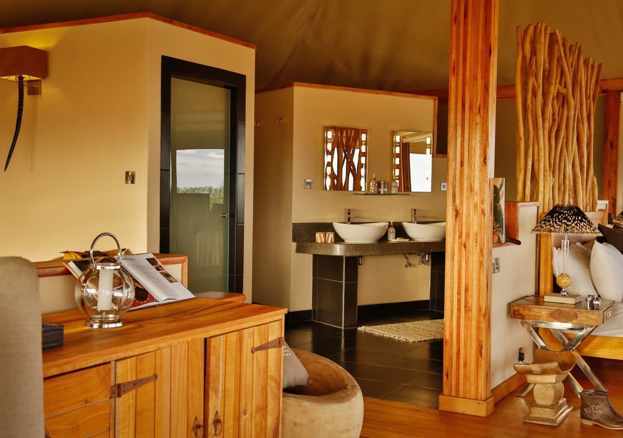 Loisaba tented camp guest tent bathroom 1280