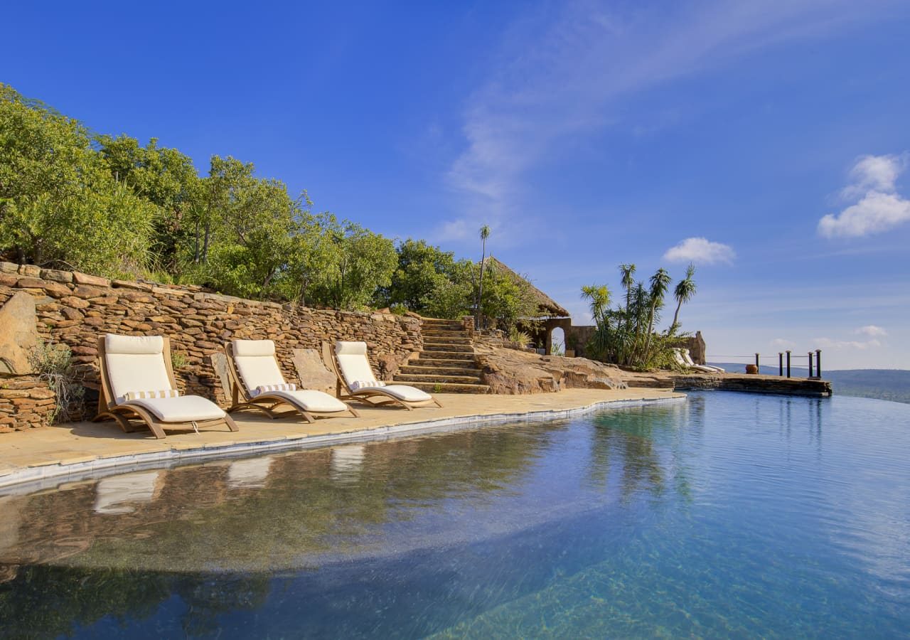 Loisaba tented camp infinity pool overlooking the landscape 1280