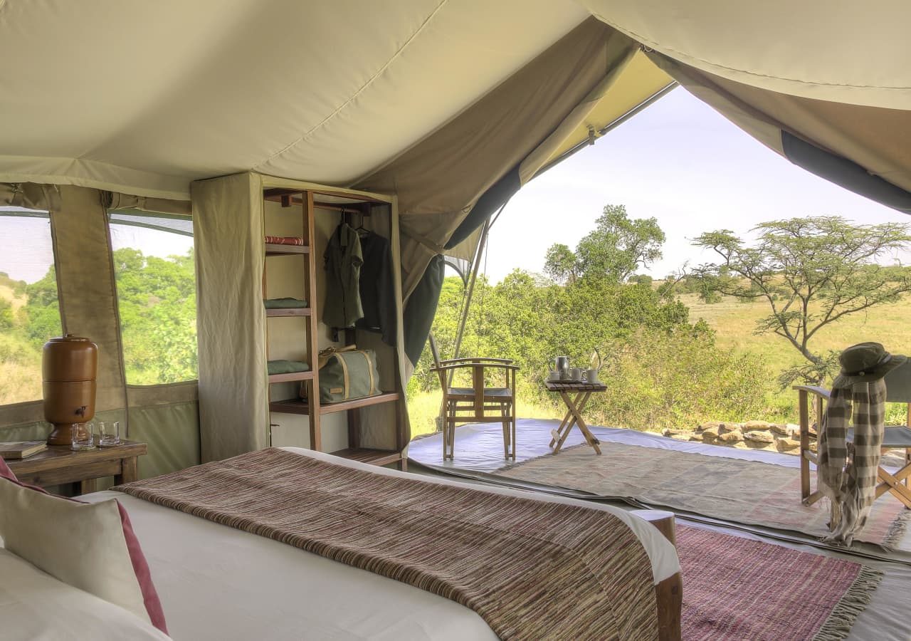 Kicheche mara camp guest tent interior and view 1280