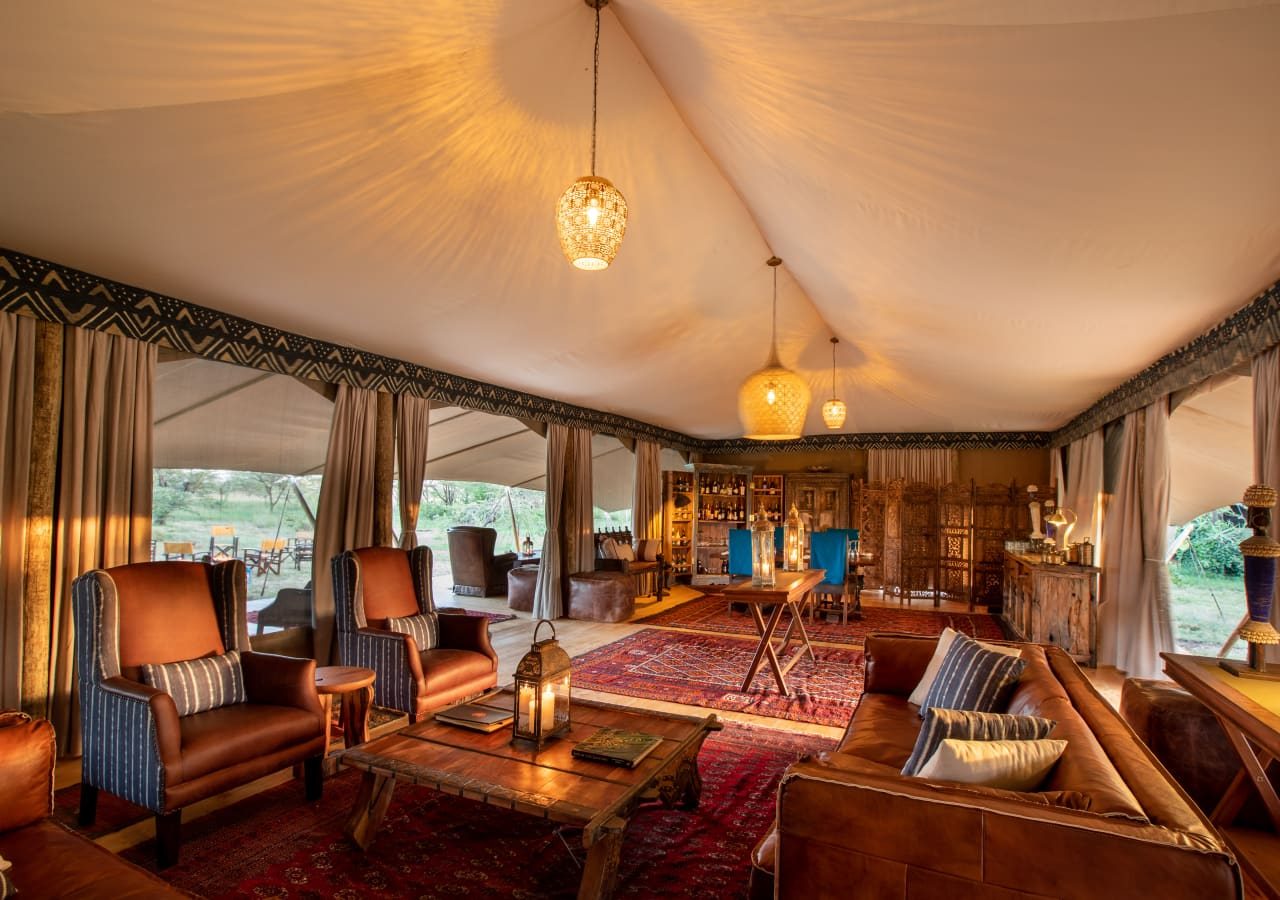 Mara expedition camp tented guest lounge area 1280