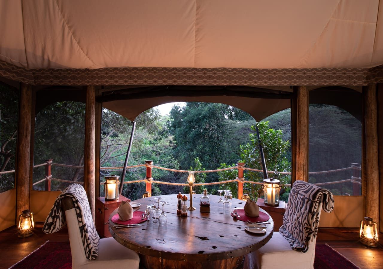 Mara plains camp tented private dining 1280