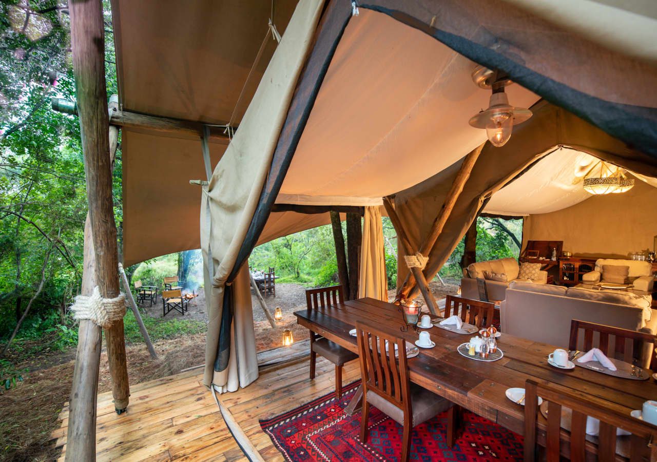 Mara toto camp tented lounge and dining area 1280