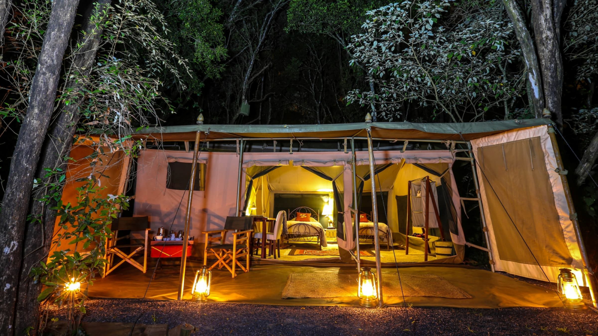 Nairobi tented camp exterior view of tented bedroom 2400