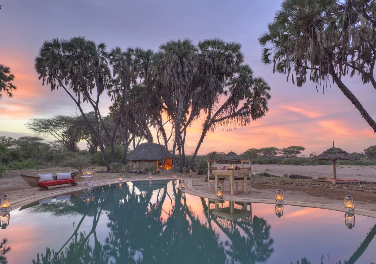 Saruni rhino poolside dinner at sunset 1280