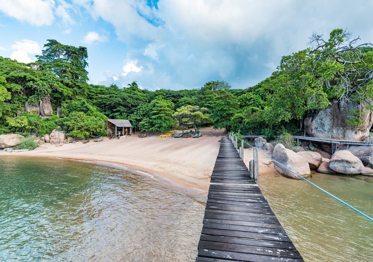 Mumbo island camp jetty in the dry season 1280