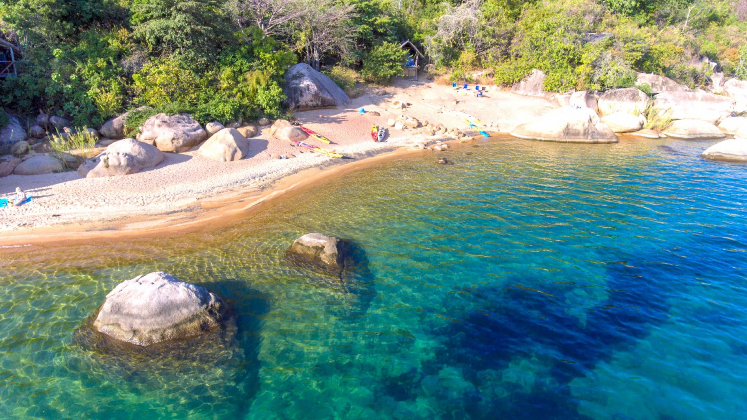 Mumbo island camp view of domwe beach 2400