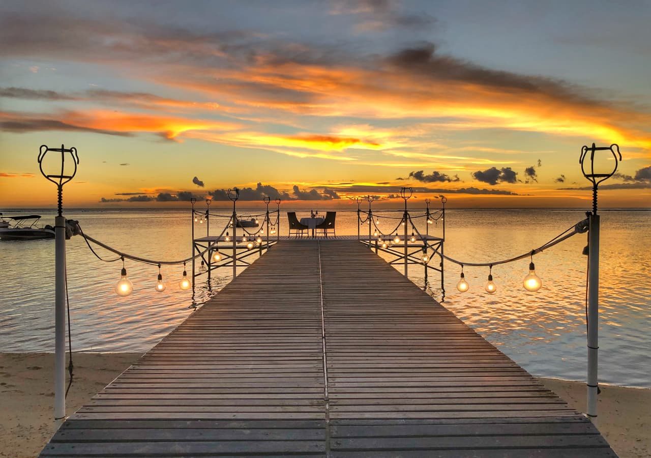 Maradiva villas resort and spa sunset dining on the jetty 1280