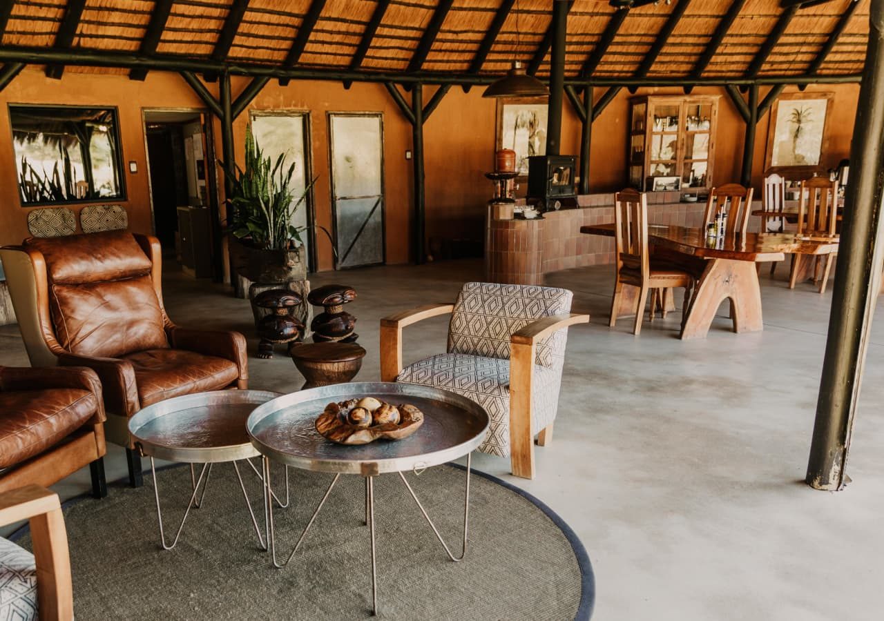 Okonjima luxury bush camp main lounge and dining area 1280