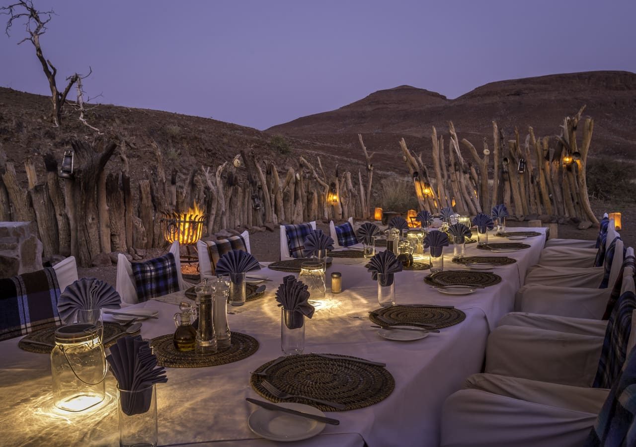 Damaraland camp outdoor dining 1280