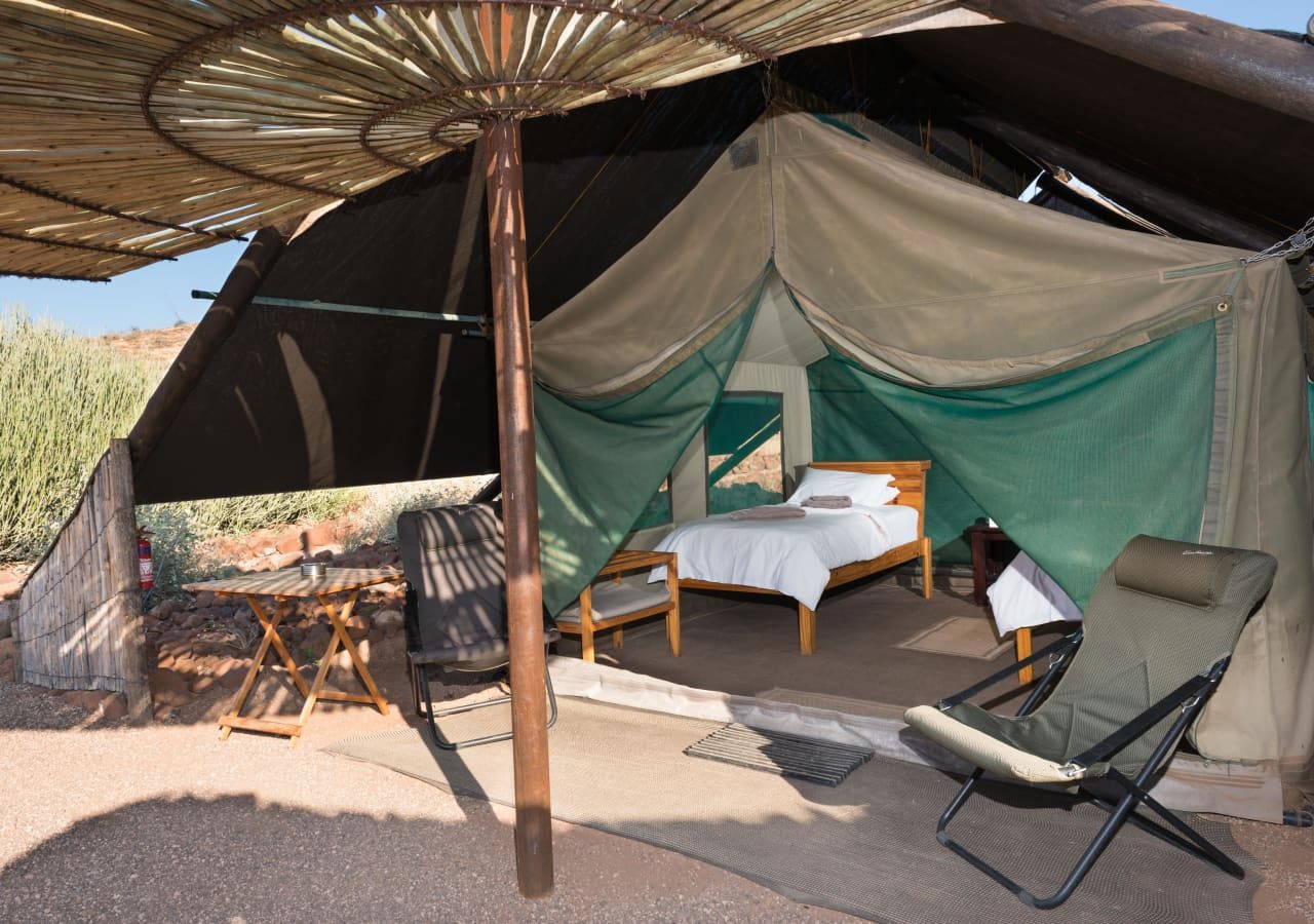 Etendeka mountain camp tented bedroom 1280