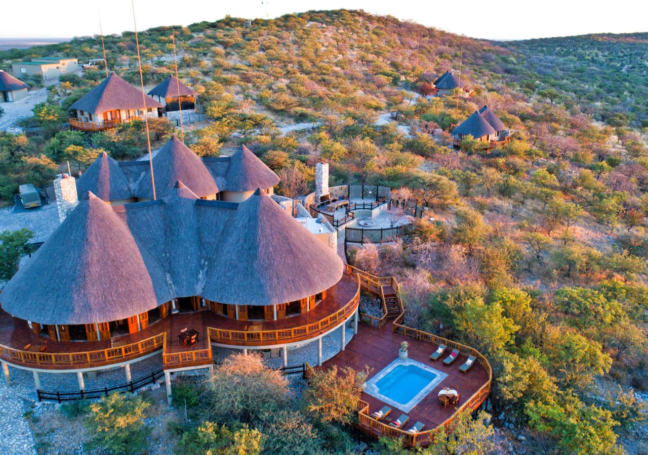 Etosha mountain lodge aerial view of the lodge 1280