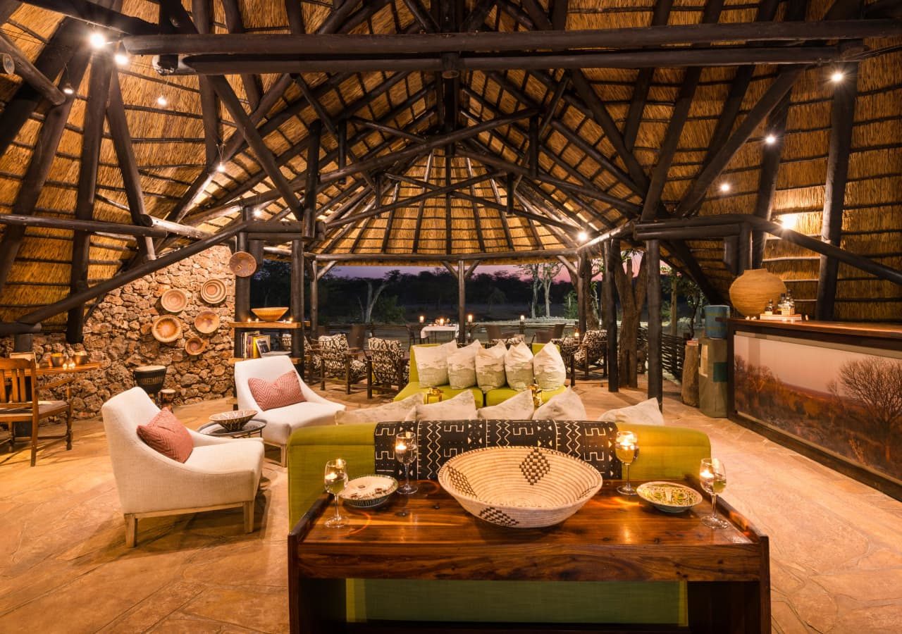 Ongava tented camp indoor lounge and bar 1280