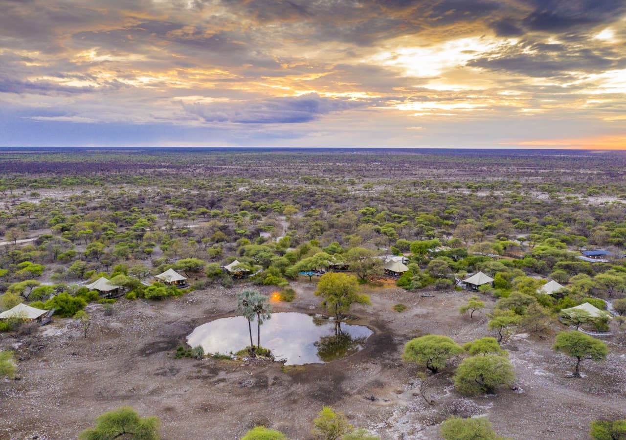 Onguma tented camp aerial view of camp 1280