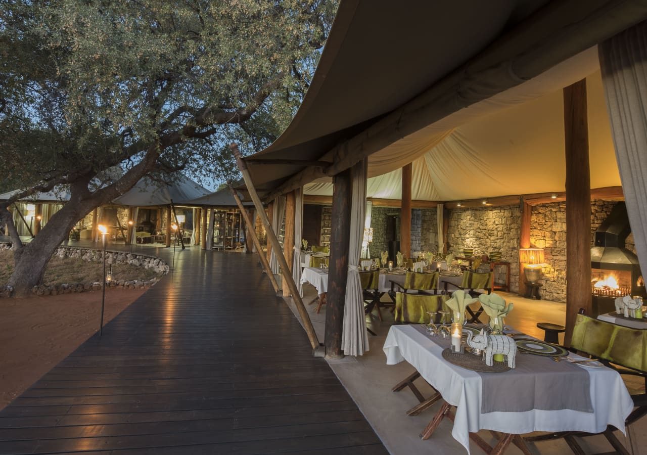 Onguma tented camp main dining area 1280