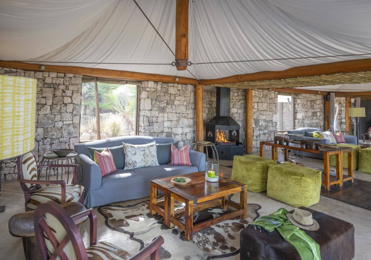 Onguma tented camp tented guest lounge 1280