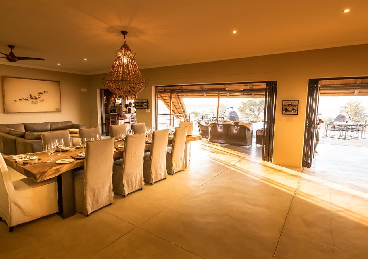 Bagatelle kalahari game ranch main dining area 1280