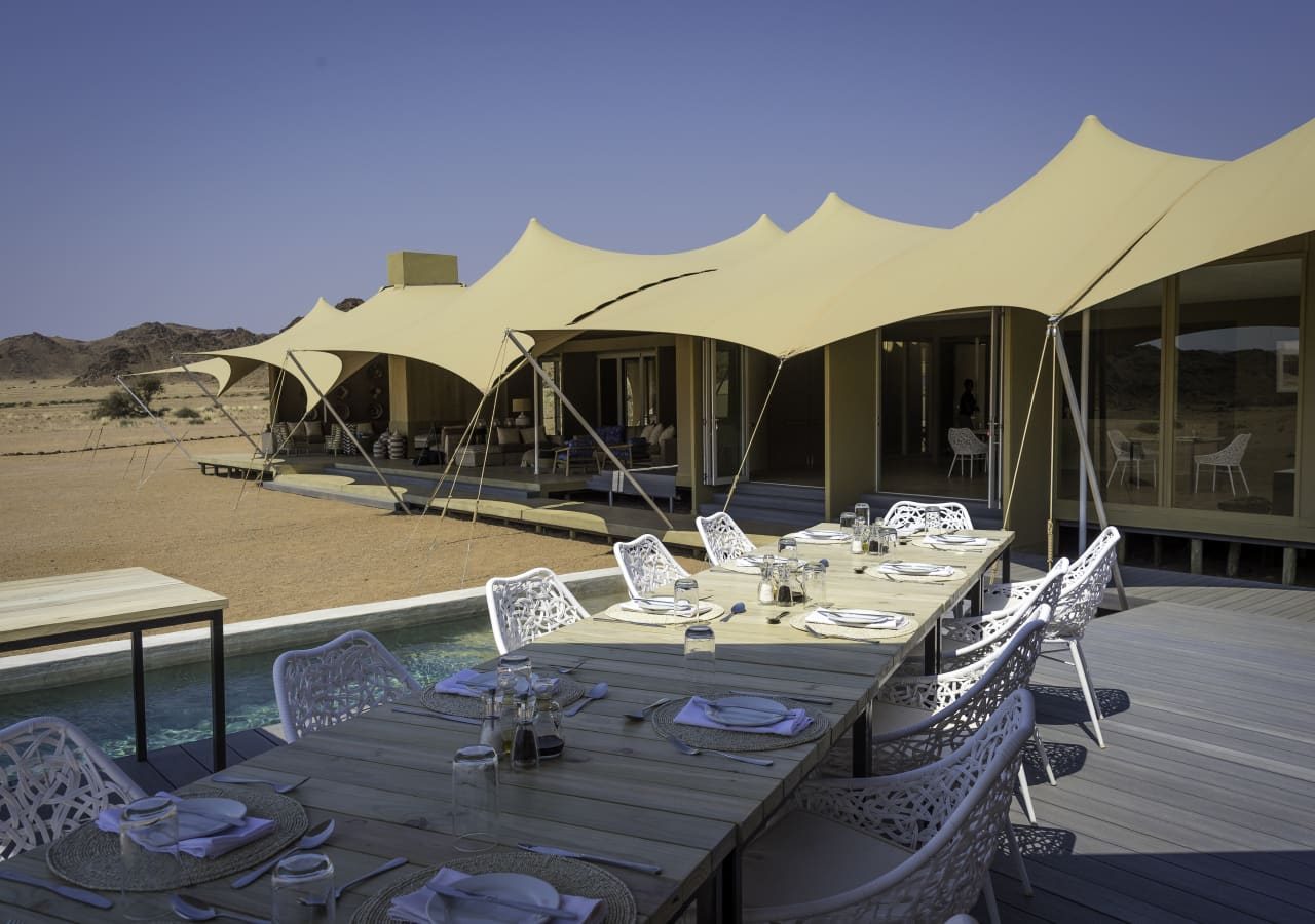 Hoanib skeleton coast camp lunch on the deck 1280