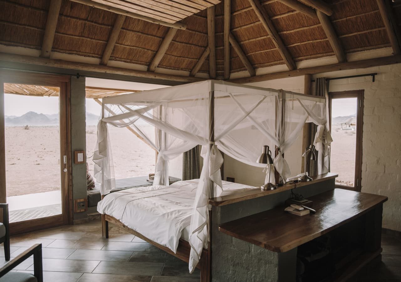 Desert homestead lodge room interior with view 1280