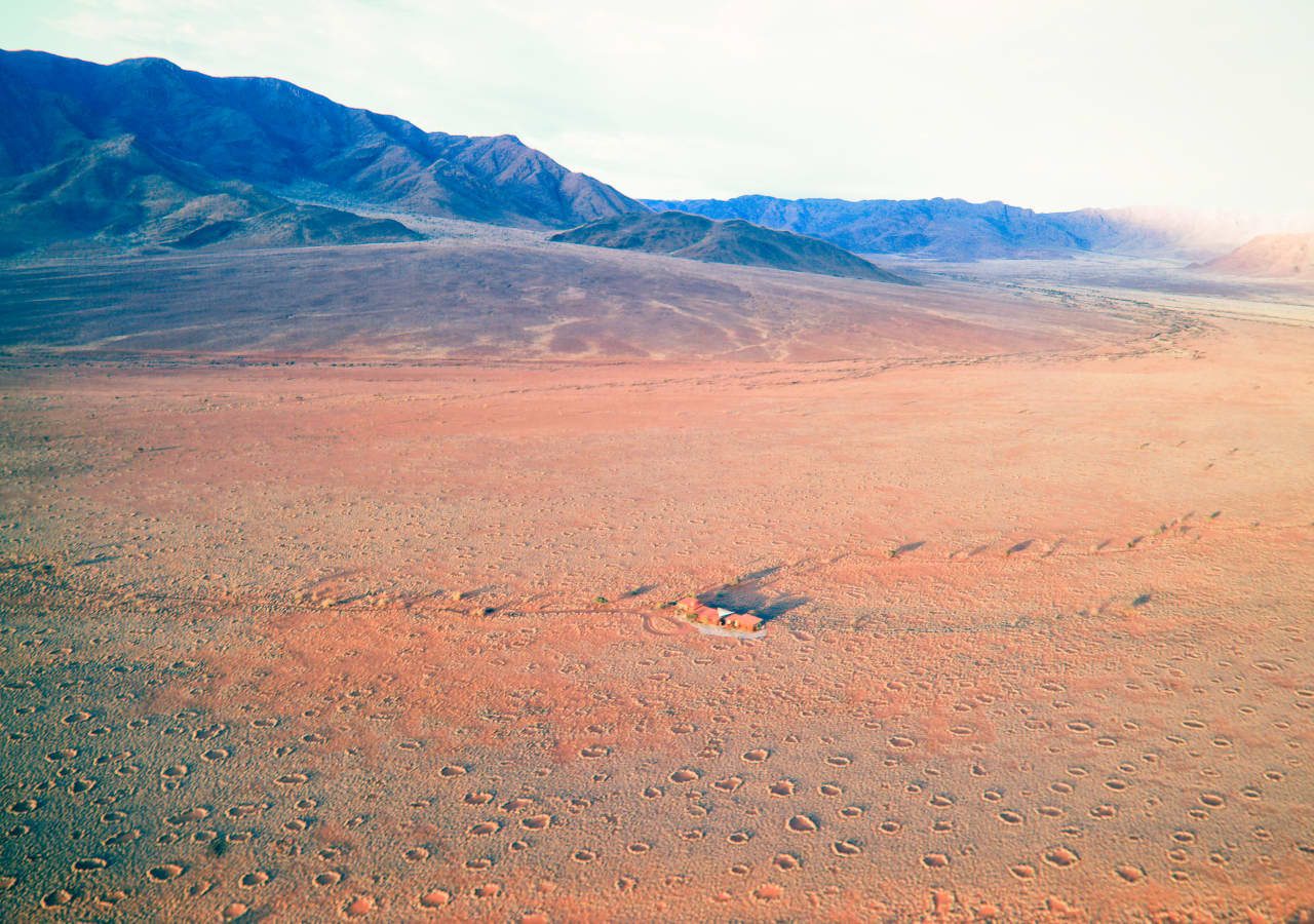 Wolwedans plains camp aerial view of camp 1280