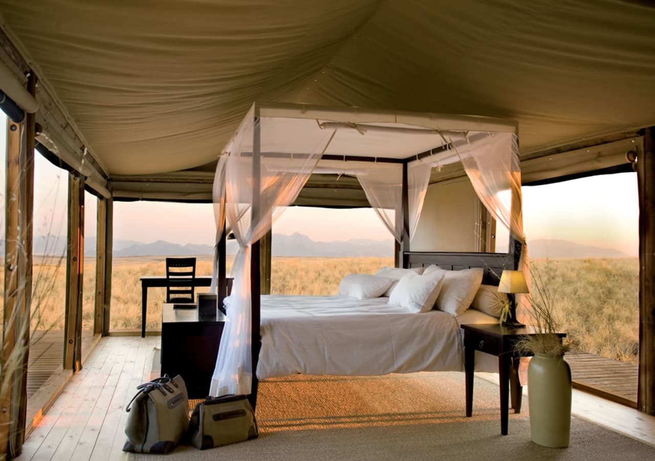 Wolwedans plains camp tented bedroom 1280