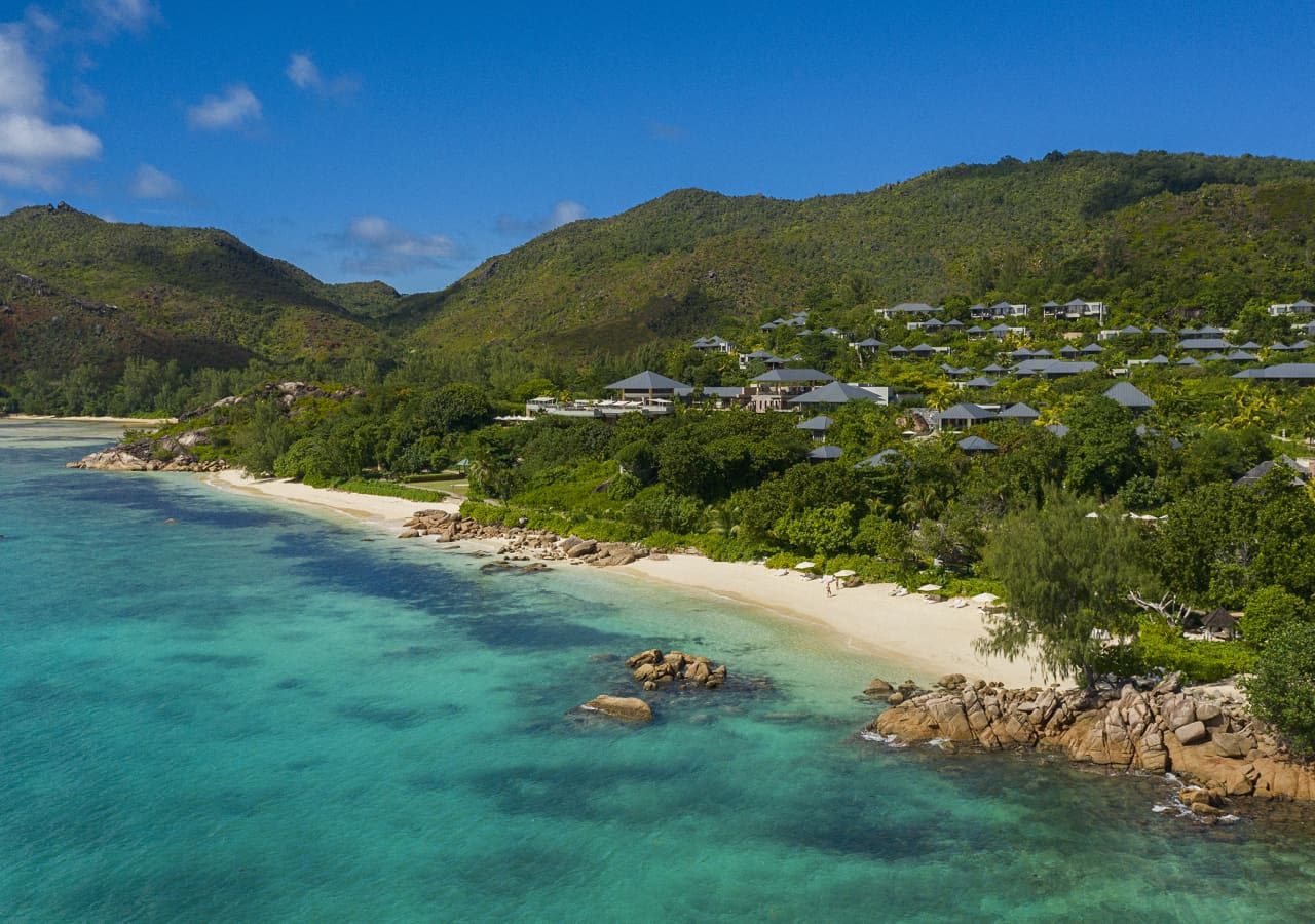 Raffles praslin seychelles aerial view of the resort 1280