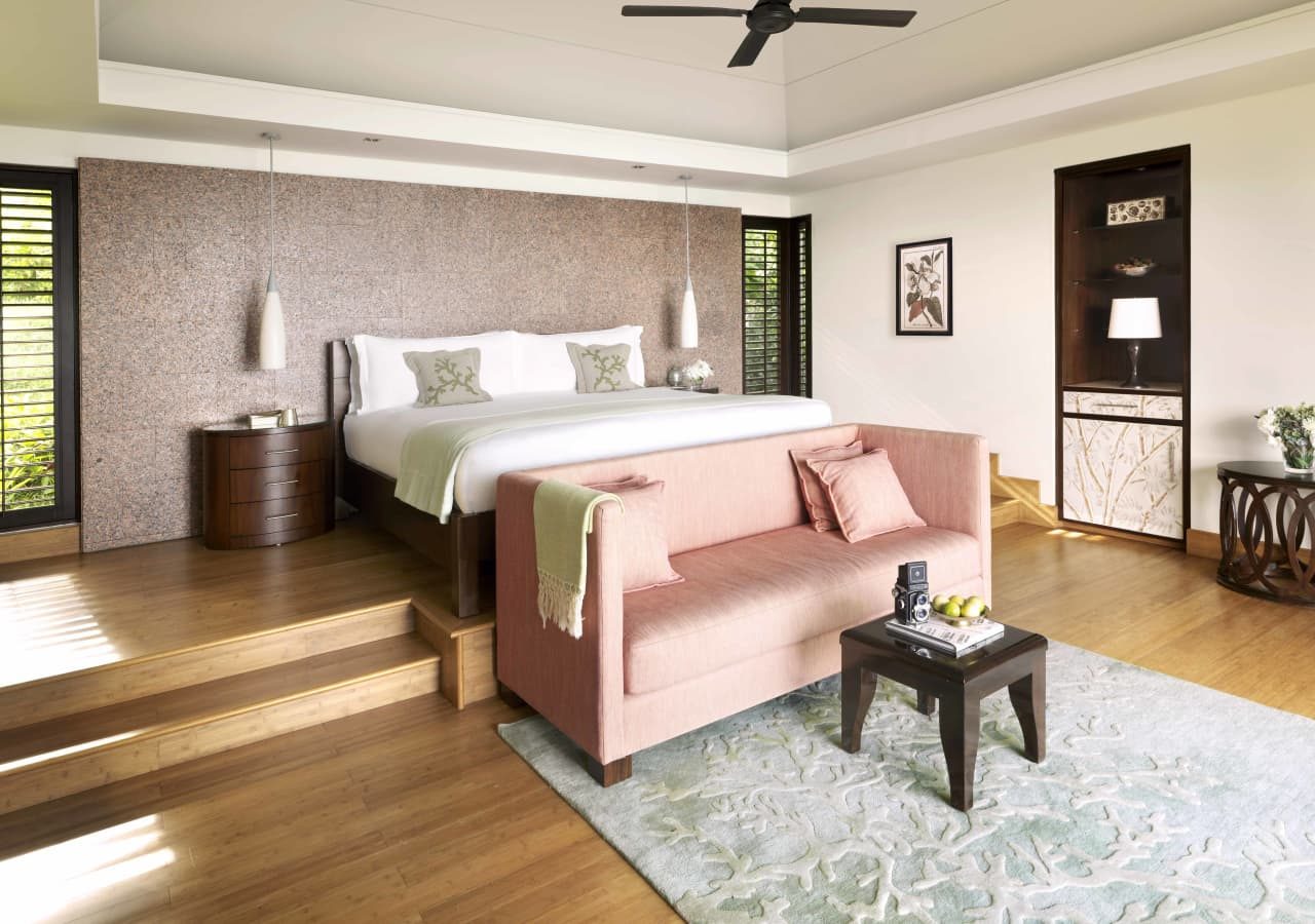 Raffles praslin seychelles pool villa bedroom 1280