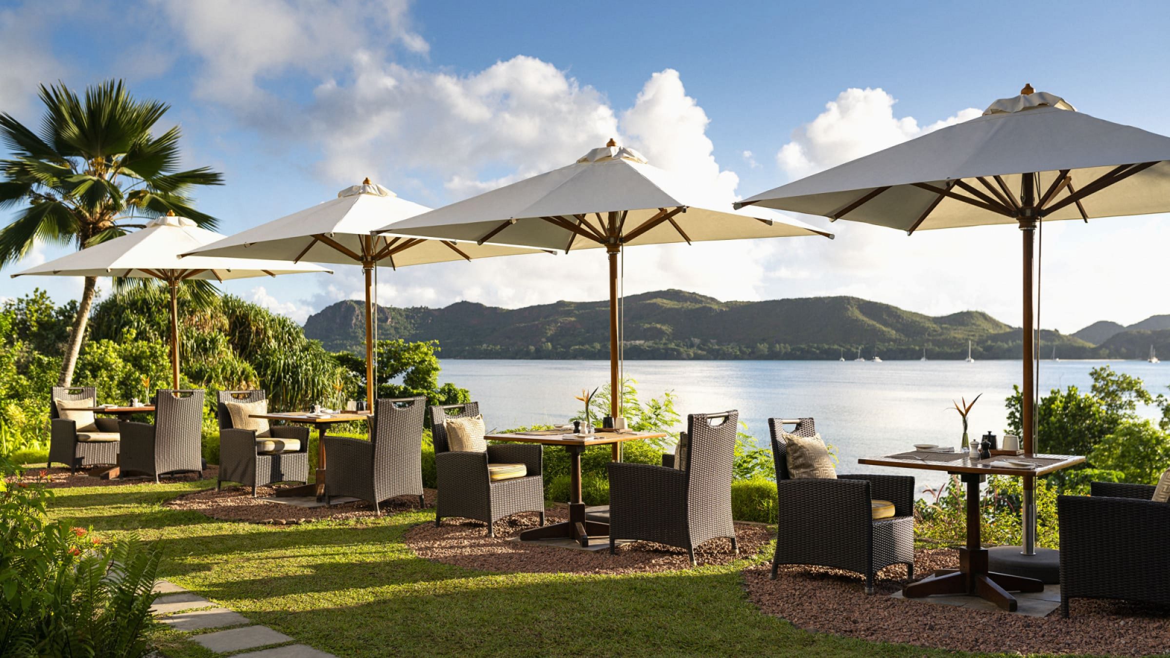 Raffles praslin seychelles view at breakfast 2400