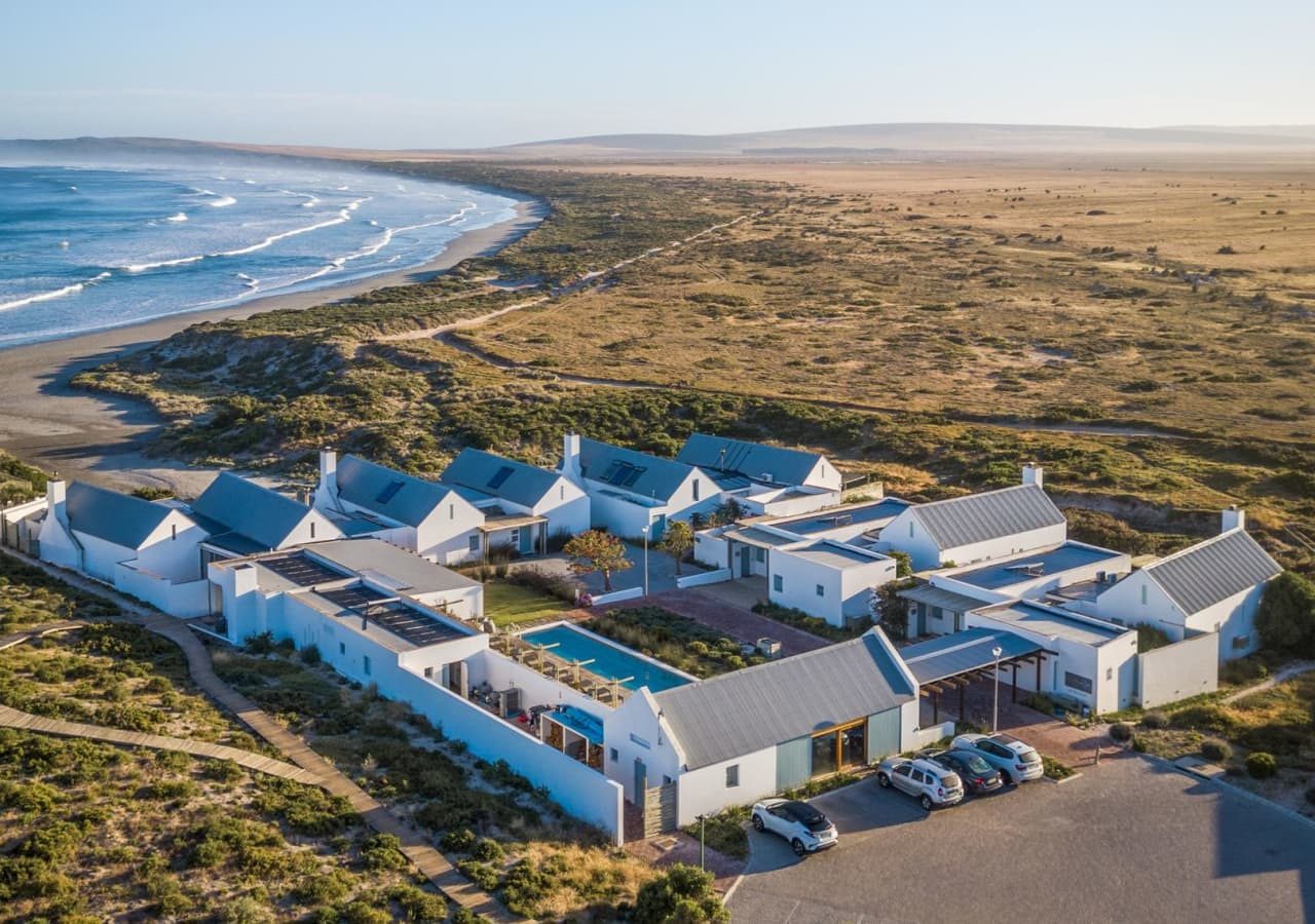 Strandloper ocean boutique hotel aerial view and location 1280