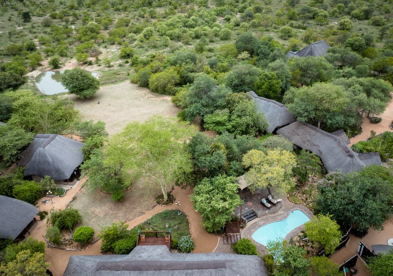 Kambaku safari lodge aerial view of lodge 1280