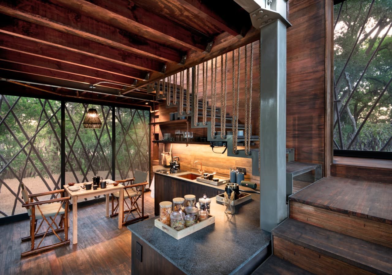 Ngala treehouse kitchen in the treehouse 1280