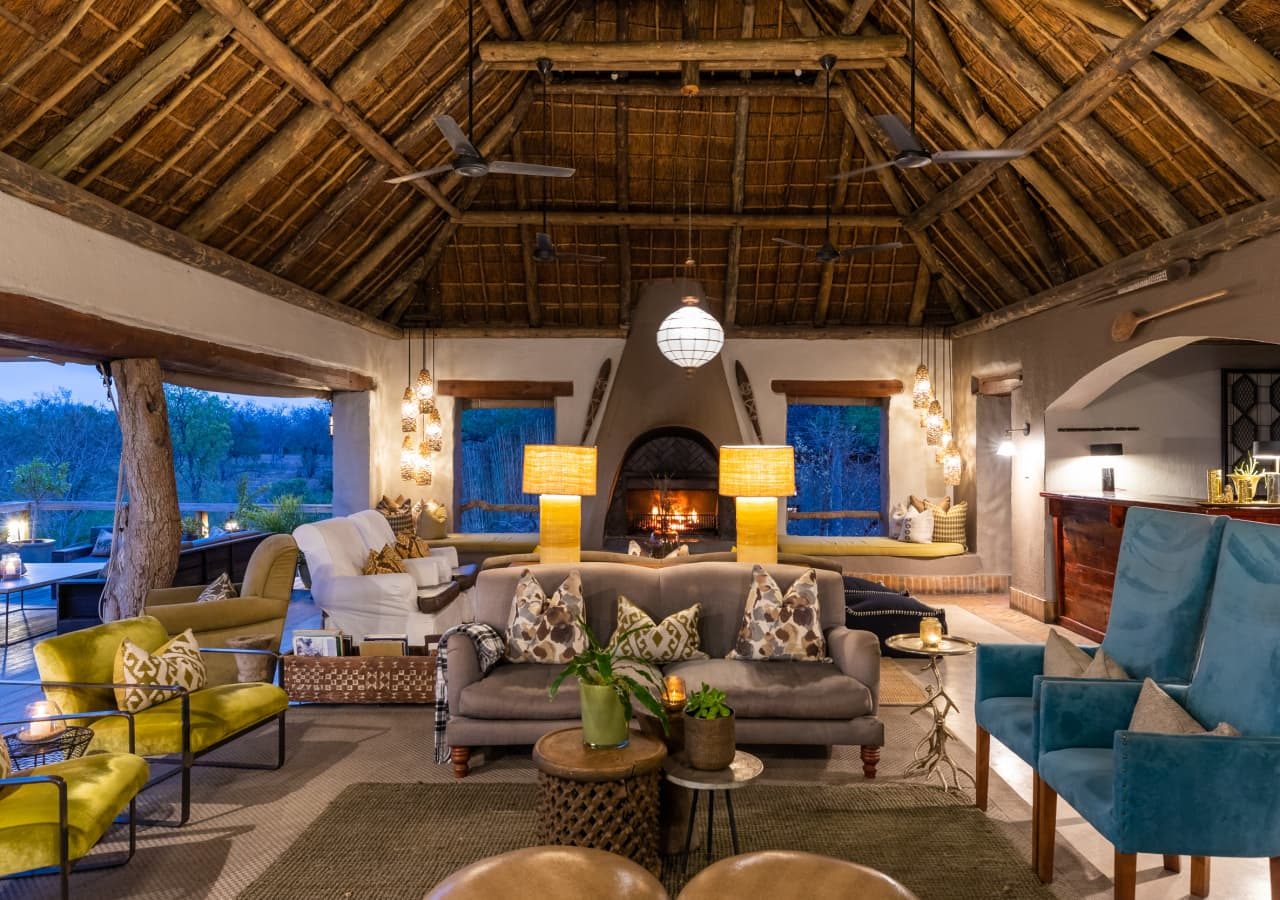 Simbambili game lodge main lounge area 1280