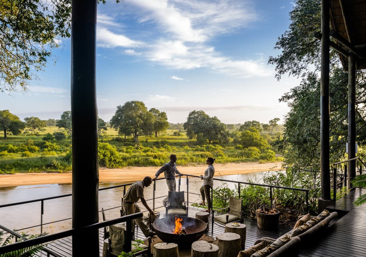 Singita ebony lodge deck overlooking the river 1280