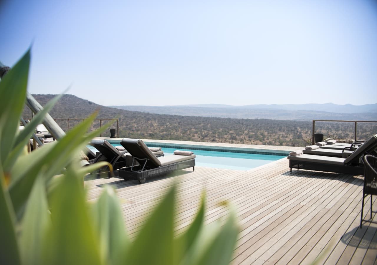 Nambiti hills private game lodge view from the pool 1280