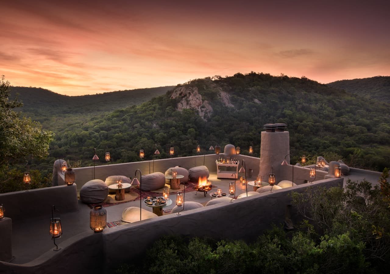 Phinda rock lodge romantic rooftop dining at sunset 1280