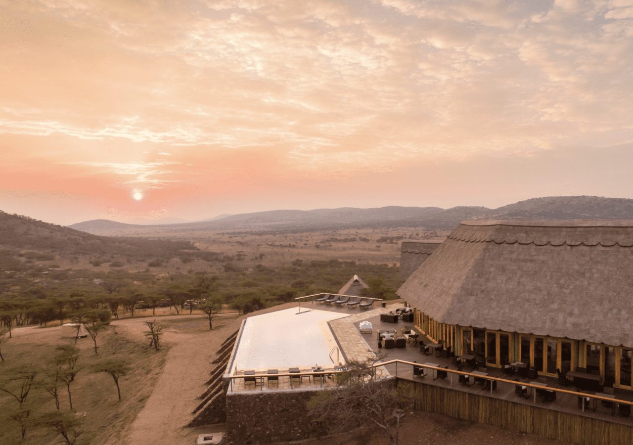 Lahia tented lodge lodge exterior and pool from above 1280