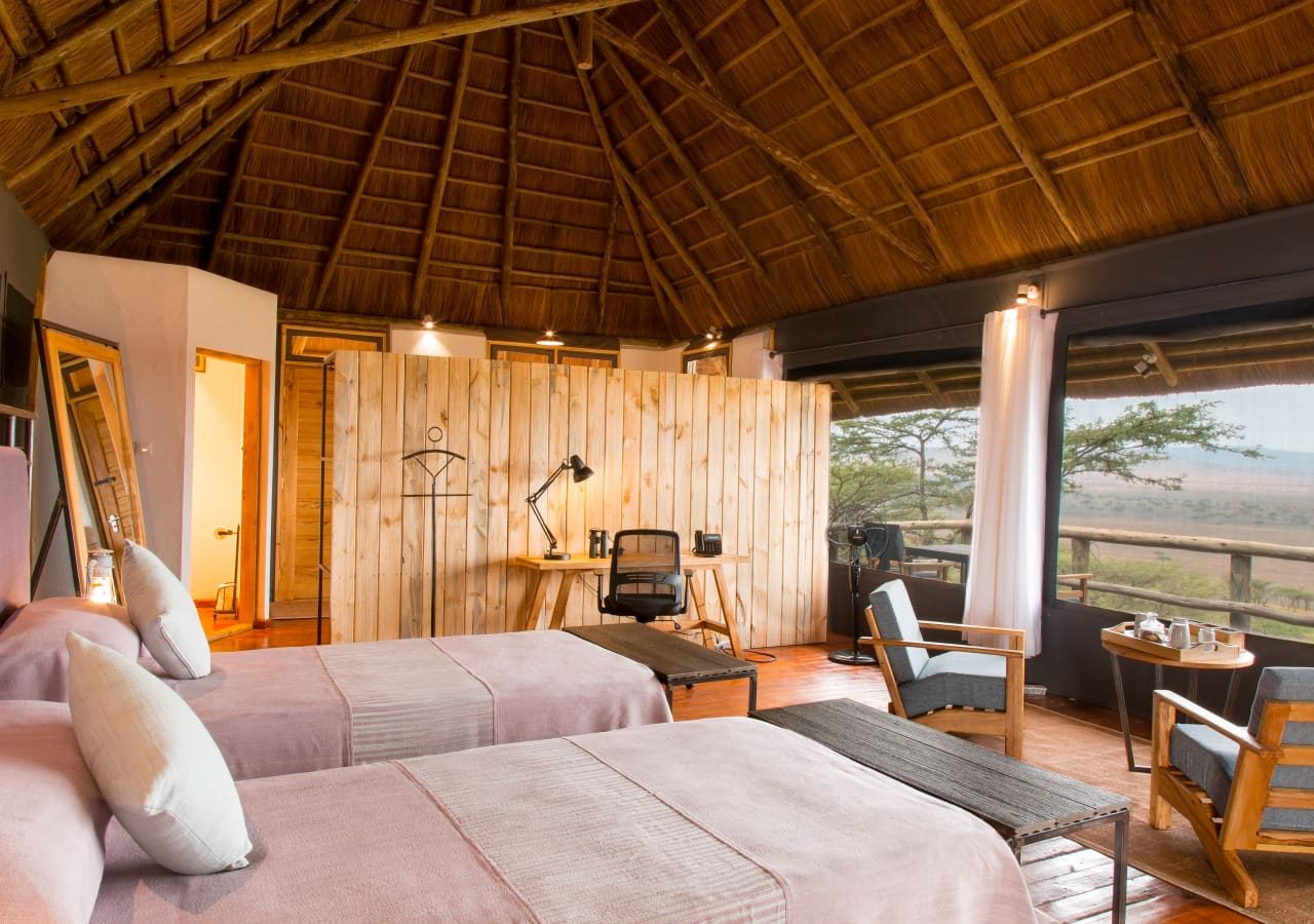 Lahia tented lodge twin room interior and view 1280