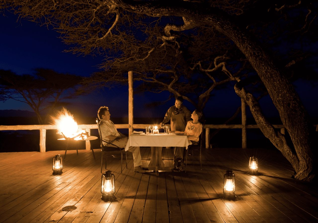 Lake masek tented lodge romantic dining on the deck 1280