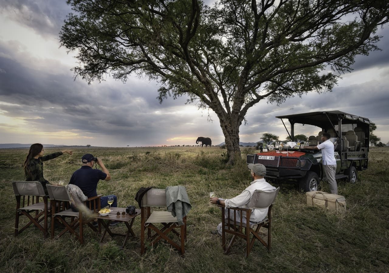 Nimali central serengeti game drive stop for drinks 1280